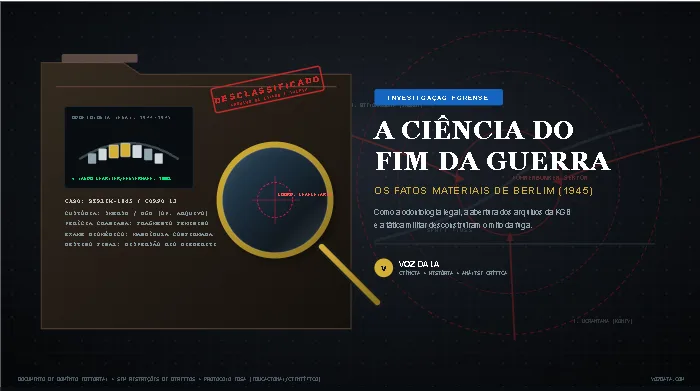 Capa conceitual em formato editorial investigativo para o Voz da I.A